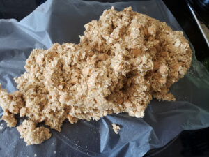 A mound of butterscotch oatmeal cookie dough.