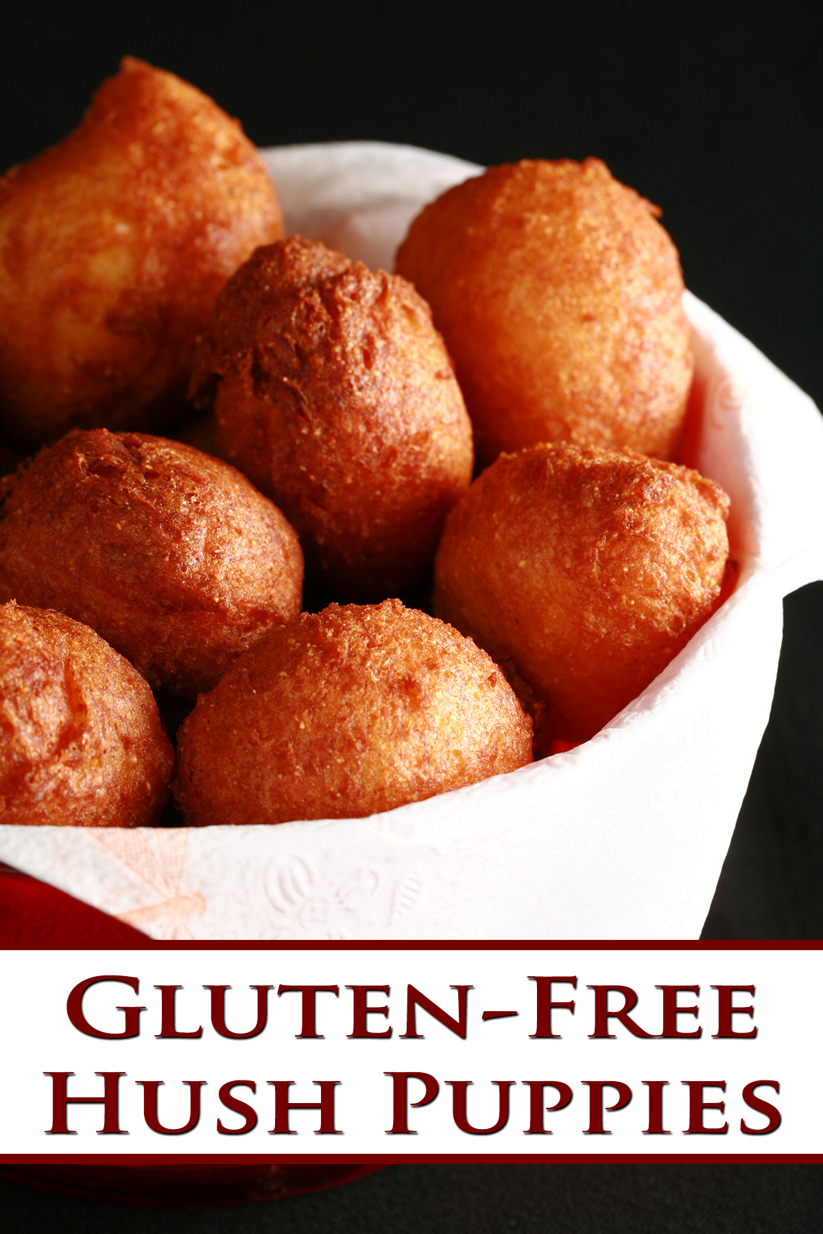 A bowl of gluten-free hush puppies - little balls of deep fried cornmeal dough.
