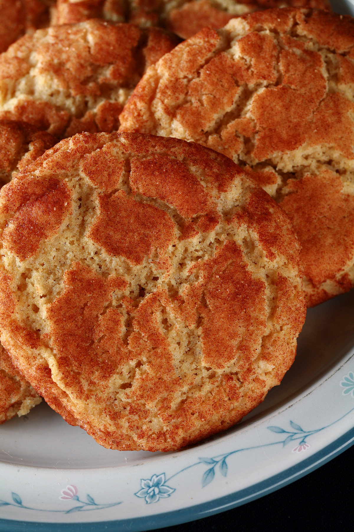 A plate of gluten free snickerdoodles.