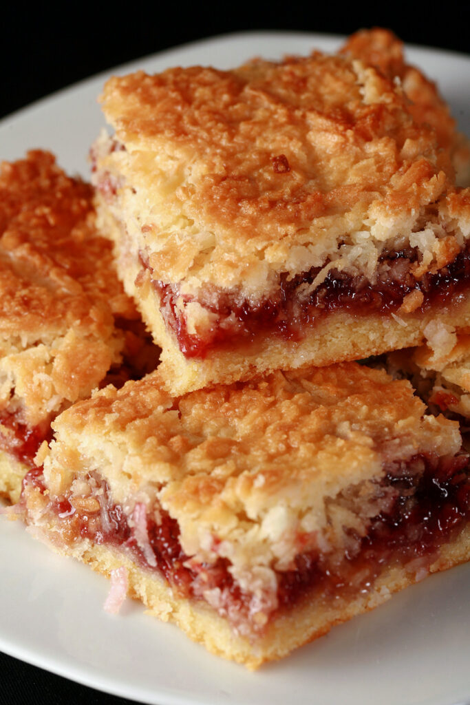 Gluten Free Raspberry Bars with Crunchy Coconut Topping Beyond Flour