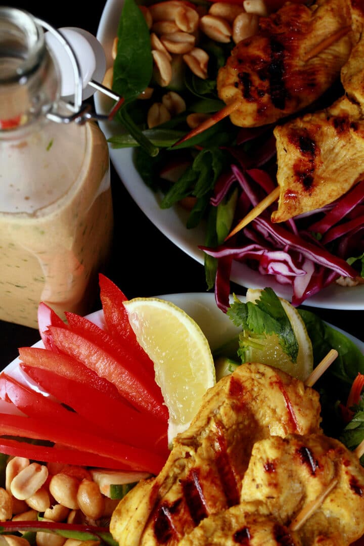Chicken Satay Salad Recipe [with Peanut Dressing] Beyond Flour