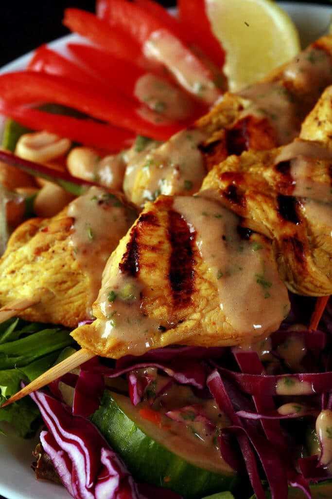 Chicken Satay Salad Recipe [with Peanut Dressing] Beyond Flour