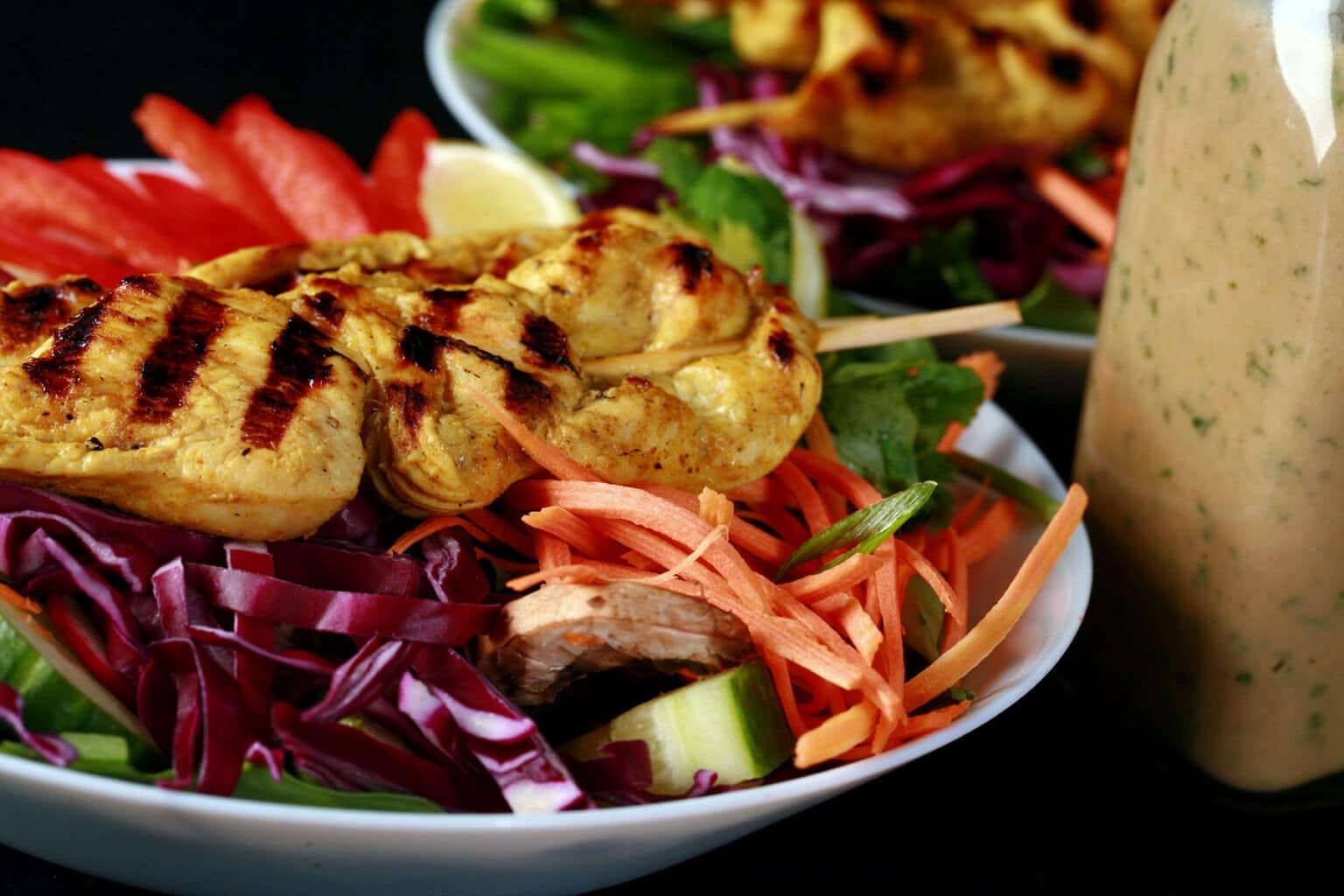 Chicken Satay Salad Recipe [with Peanut Dressing] Beyond Flour
