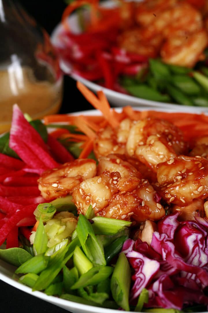 Honey Ginger Shrimp Salad - Beyond Flour