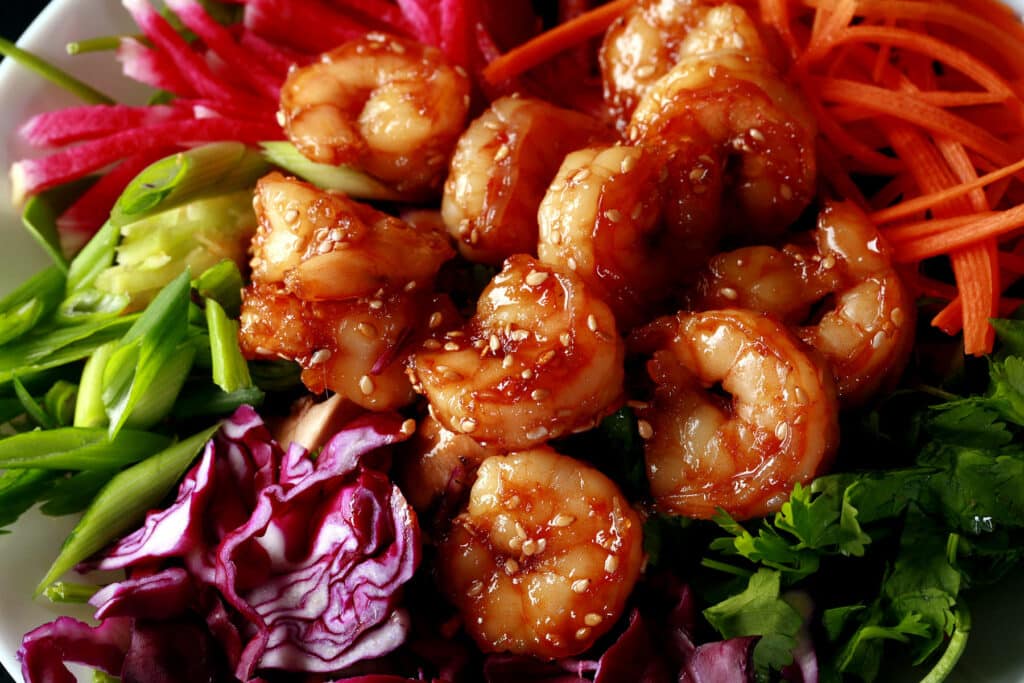 Honey Ginger Shrimp Salad - Beyond Flour
