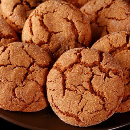 A plate of gluten-free ginger molasses cookies.