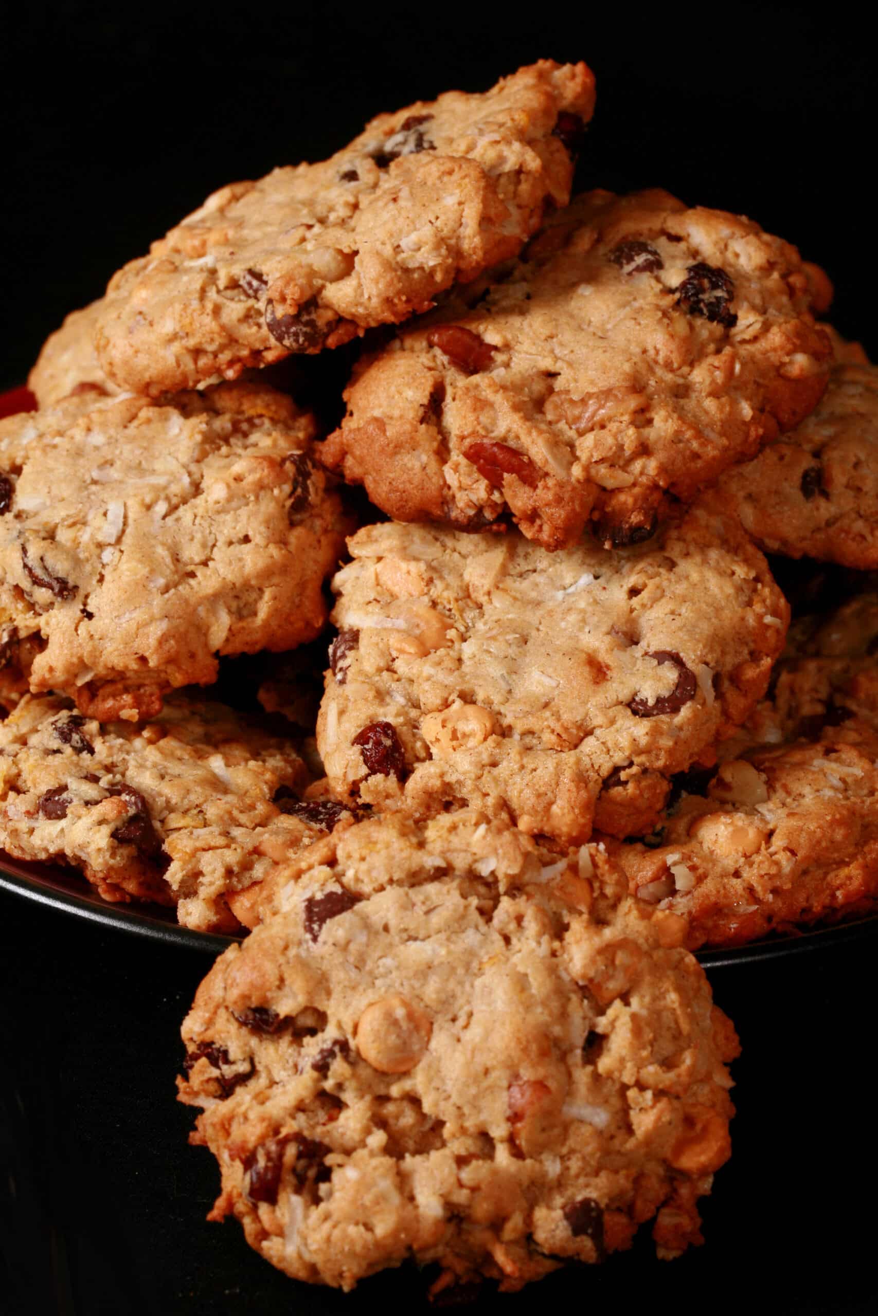 A plate of gluten-free cowboy cookies.