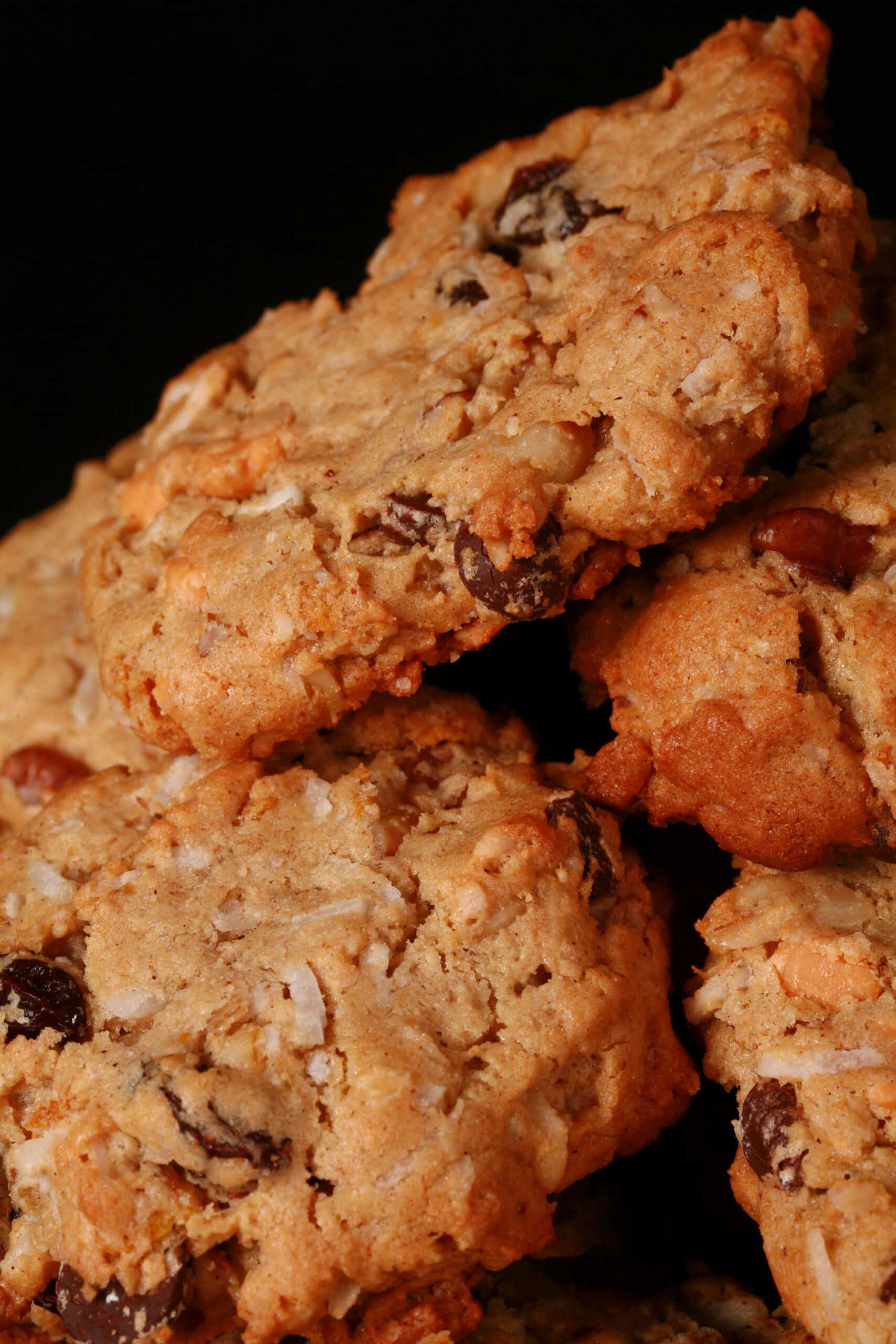 A plate of gluten free everything but the kitchen sink cookies.