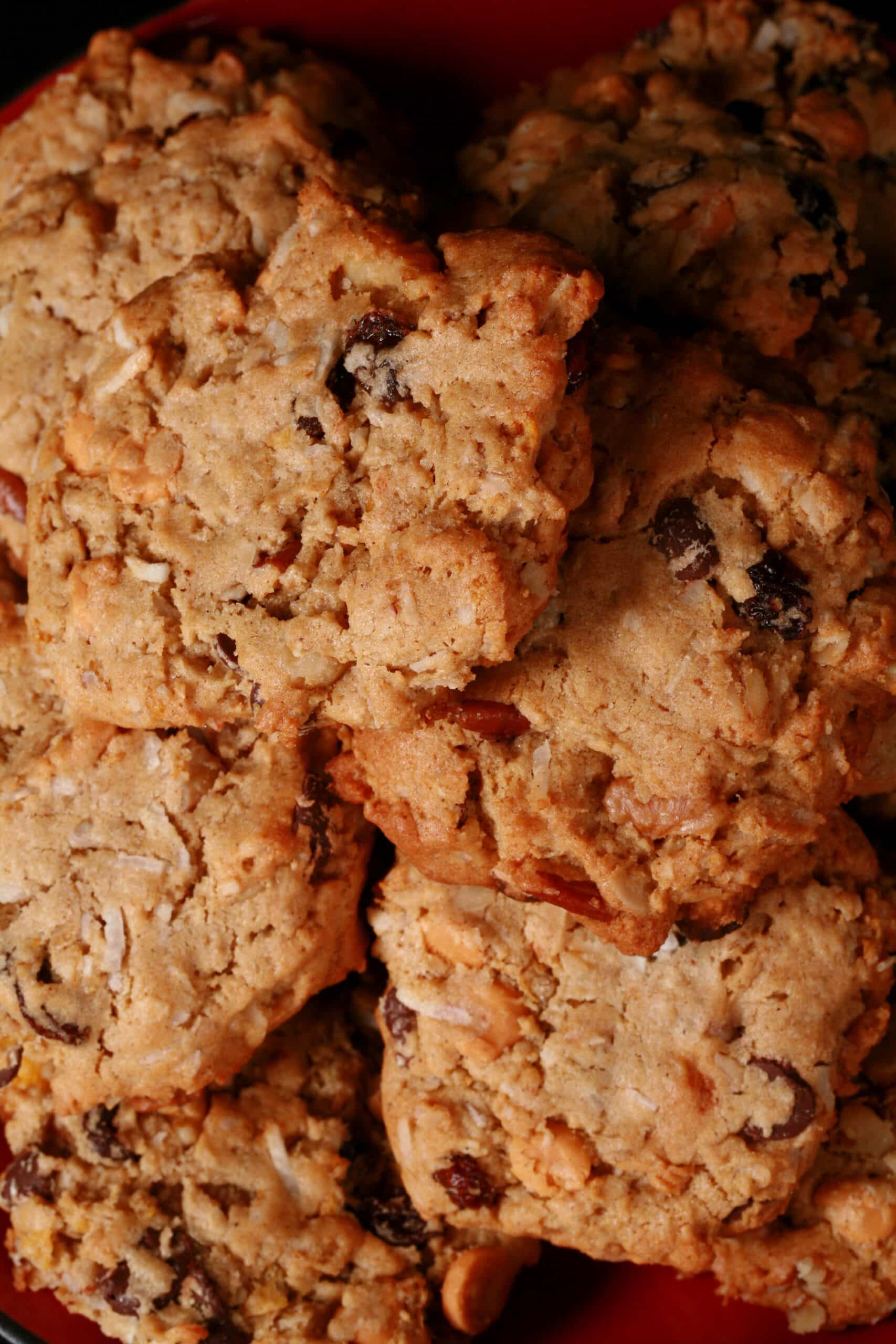 A plate of gluten-free cowboy cookies.