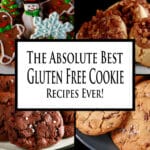 4 part image showing various different gluten-free cookies. Overlaid text says the absolute best gluten free cookie recipes ever.
